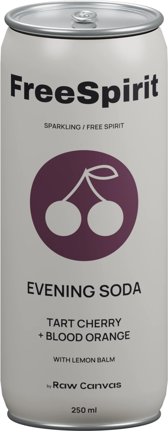 FreeSpirit Tart Cherry + Blood Orange Evening Soda aluminium can